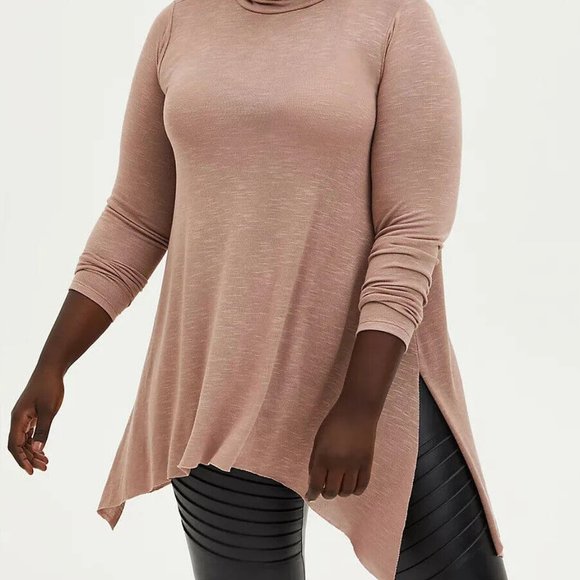 Torrid NWT Hacci Turtleneck Sharkbite Long Sleeve Tunic Sweater Size 1X - Picture 3 of 15